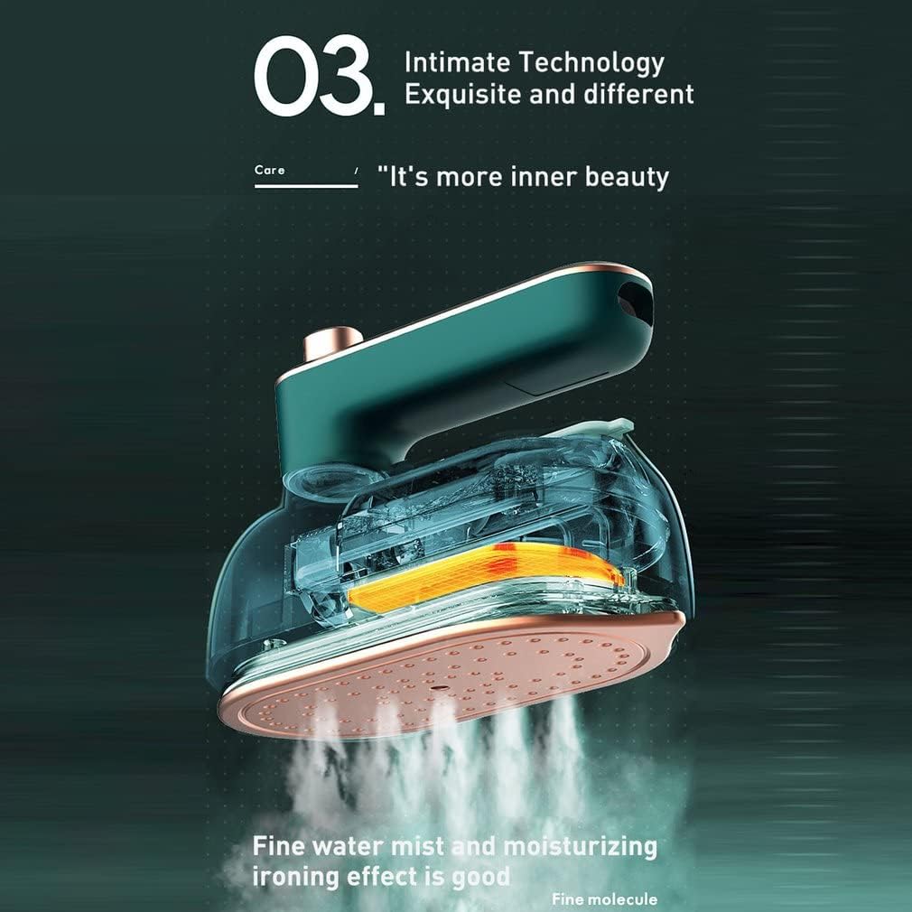 Clothes Iron Mini Steam Portable Hanging Ironing Machine Folded Mini Steam Garment Steamer for Home Travel Business (Green)