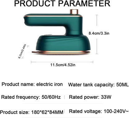 Clothes Iron Mini Steam Portable Hanging Ironing Machine Folded Mini Steam Garment Steamer for Home Travel Business (Green)
