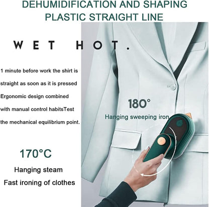 Clothes Iron Mini Steam Portable Hanging Ironing Machine Folded Mini Steam Garment Steamer for Home Travel Business (Green)